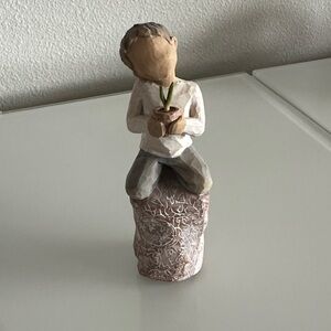 Willow Tree Contemplative Sculpture - Cream and Brown